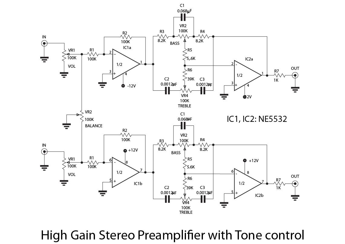 Circuito de pré-amplificador NE5532: Construindo Circuitos Diferentes com este IC Amplificador de Áudio_7